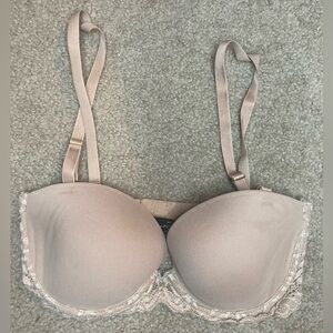 Natori Nude Lace Removable Strap Bra Size 32 D